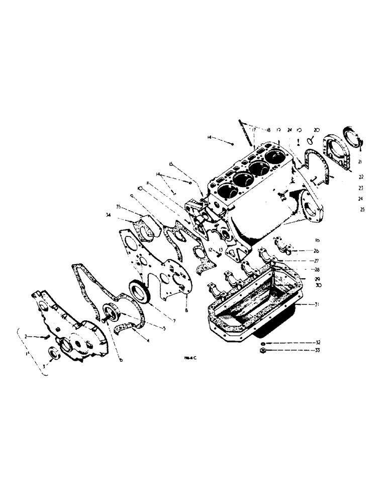 Схема запчастей Case IH 444 - (2-06) - CRANKCASE, FRONT COVER AND OIL PAN (02) - ENGINE