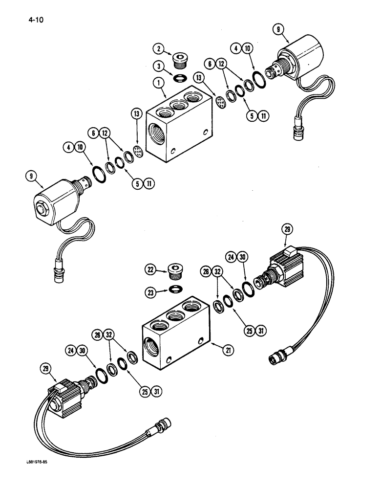 Схема запчастей Case IH 6200 - (4-10) - ROW MARKER VALVE (04) - ELECTRICAL SYSTEMS