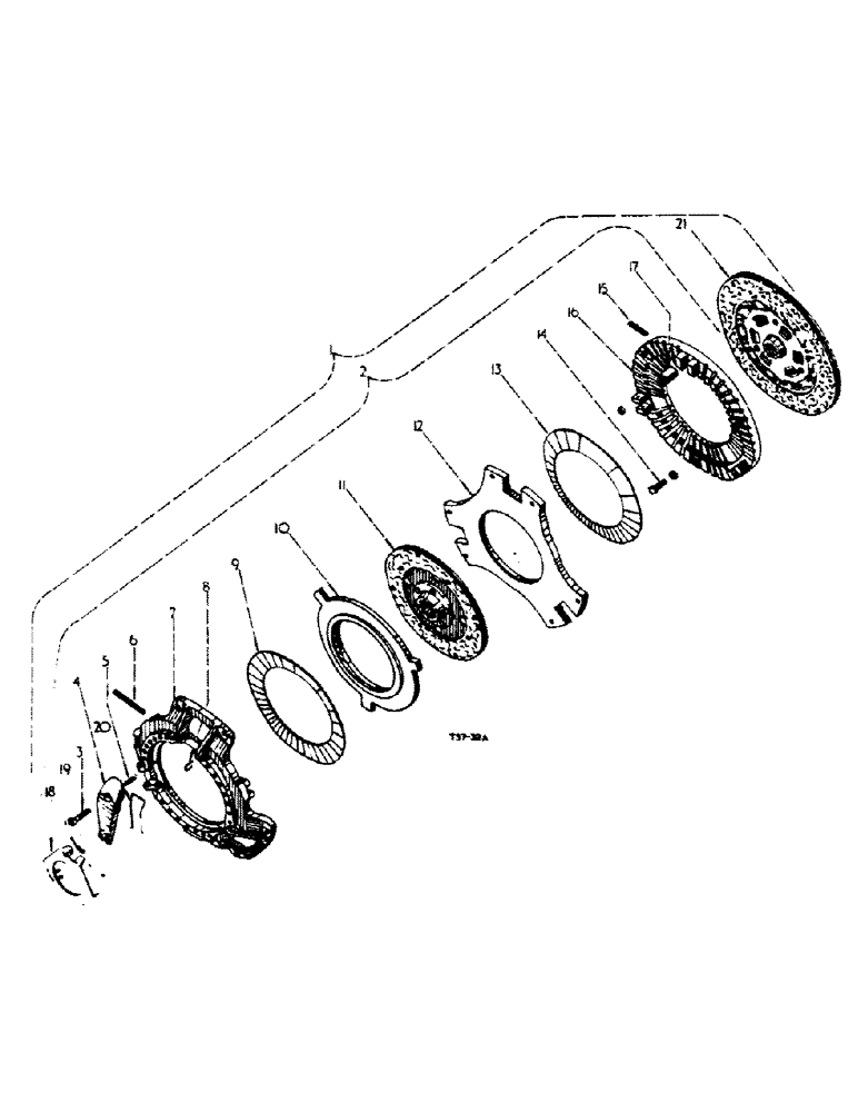 Схема запчастей Case IH 444 - (6-29) - CONSTANT RUNNING P.T.O. ATTACHMENT, FULL FORWARD AND REVERSE ATTACHMENT, DUAL CLUTCH AND FLYWHEEL (06) - POWER TRAIN