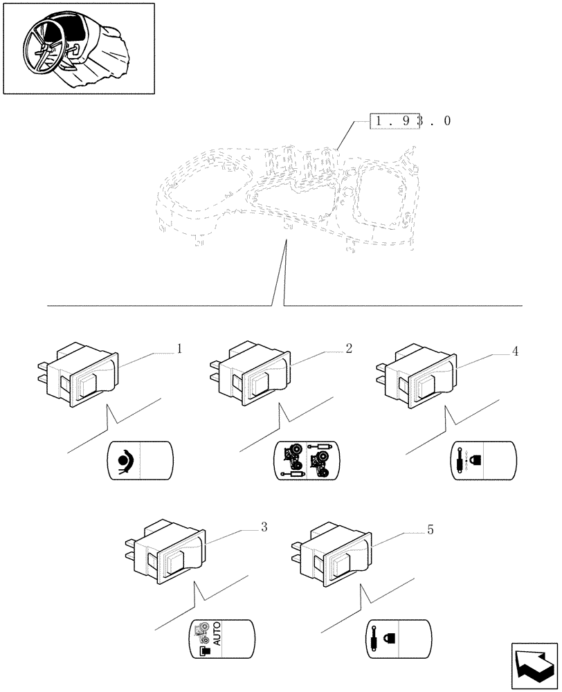 Схема запчастей Case IH PUMA 195 - (1.91.1/07) - SWITCH AND RELATED PARTS (10) - OPERATORS PLATFORM/CAB