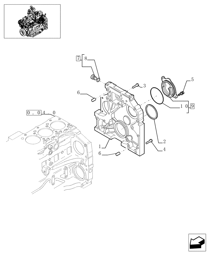 Схема запчастей Case IH MXU130 - (0.04.3) - CRANKCASE COVERS (01) - ENGINE