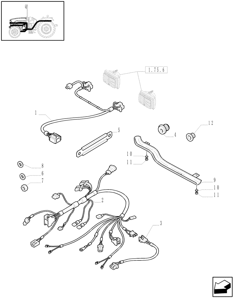 Схема запчастей Case IH JX1095N - (1.75.4[02]) - AUXILIARY CABLES - L/CAB (06) - ELECTRICAL SYSTEMS