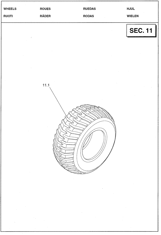 Схема запчастей Case IH LBX431R - (11.00[01]) - SECTION LIST 11 - WHEELS (11) - WHEELS