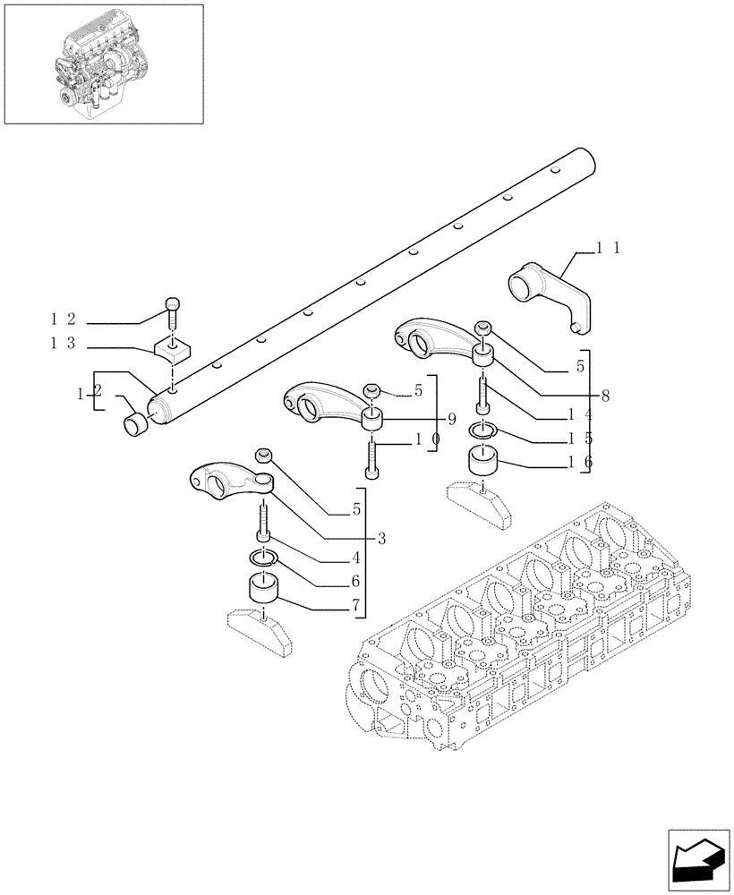 Схема запчастей Case IH STEIGER 485 - (02-36) - SHAFT & ROCKER ARMS, STEIGER 385 / 435 & 485 (02) - ENGINE