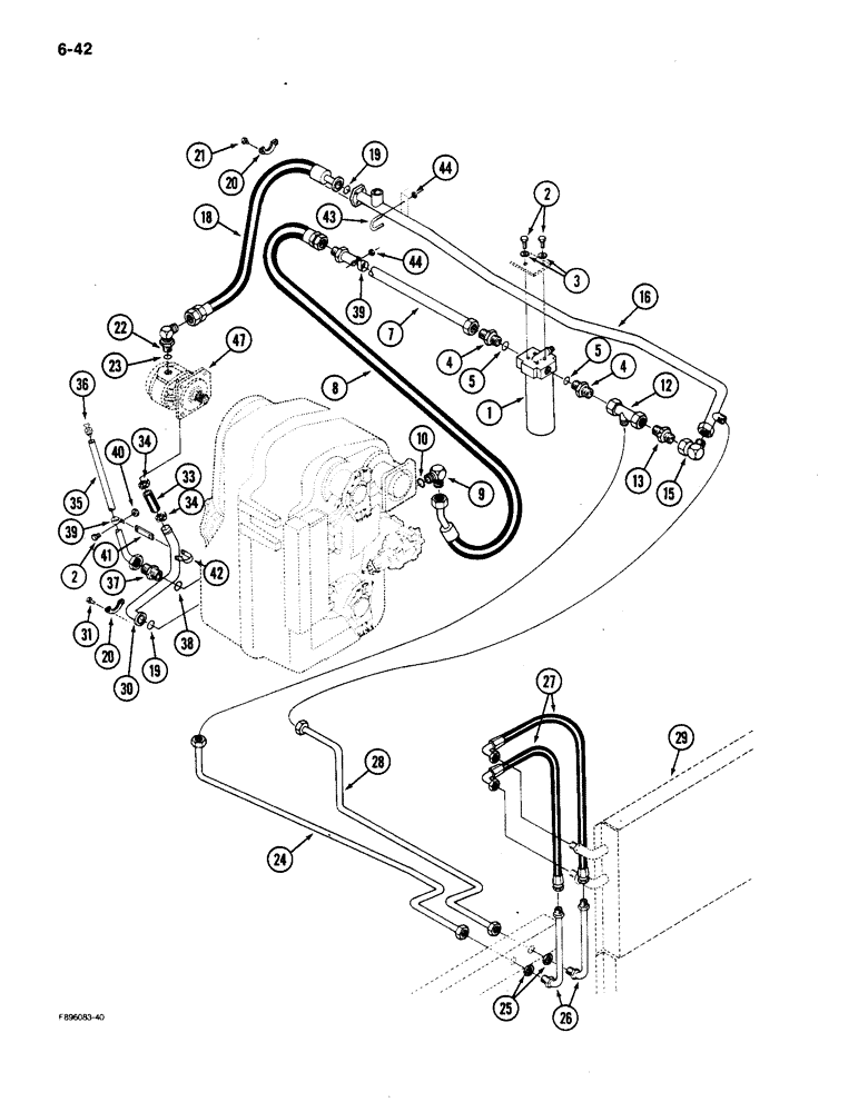 Схема запчастей Case IH 9150 - (6-042) - TRANSMISSION LUBRICATION, TRANSMISSION TO OIL COOLER (06) - POWER TRAIN