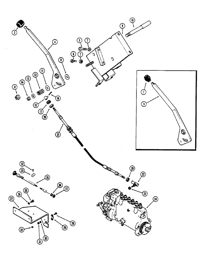 Схема запчастей Case IH 2670 - (062) - THROTTLE CONTROLS AND SHUT-OFF CABLE (03) - FUEL SYSTEM