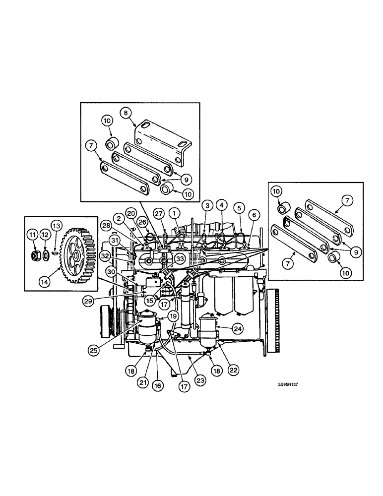 Схема запчастей Case IH DT-429 - (9-34) - FUEL INJECTION PUMP, CONNECTIONS AND PIPES, ENGINE S/N PRIOR TO 11140 