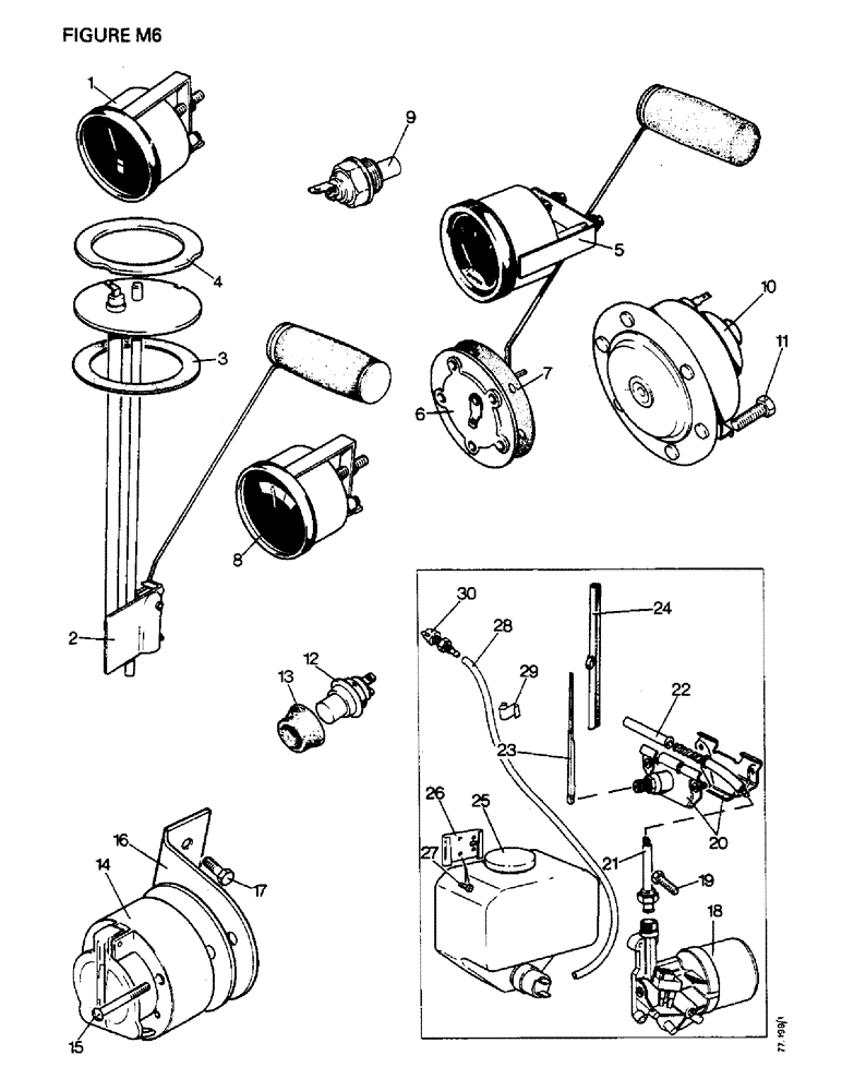 Схема запчастей Case IH 1410 - (M6-1) - ELECTRICAL EQUIPMENT, GAUGES, HORN, WIPER AND TRAILER PLUG (06) - ELECTRICAL SYSTEMS