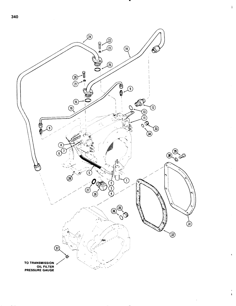 Схема запчастей Case IH 1270 - (340) - REMOTE HYDRAULIC VALVES AND LINES, RIGHT HAND VALVE AND LEFT HAND VALVE WITHOUT RELIEF VALVE (08) - HYDRAULICS