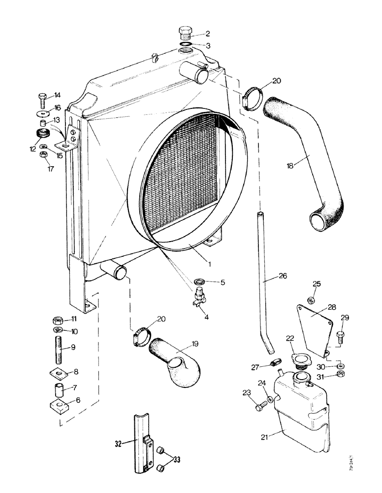 Схема запчастей Case IH 1490 - (B01-1) - RADIATOR, PRIOR TO P.I.N. 11184061 (02) - COOLING & FUEL SYSTEMS