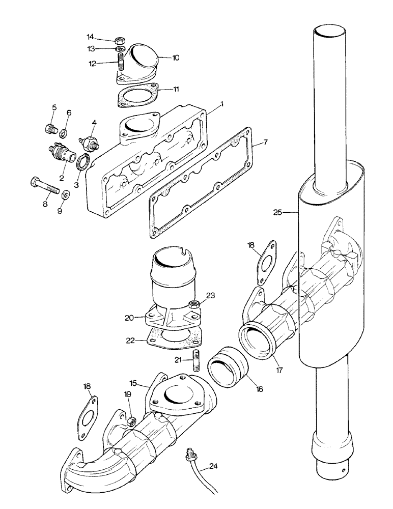 Схема запчастей Case IH 1690 - (A10-1) - MANIFOLDS AND MUFFLER (01) - ENGINE