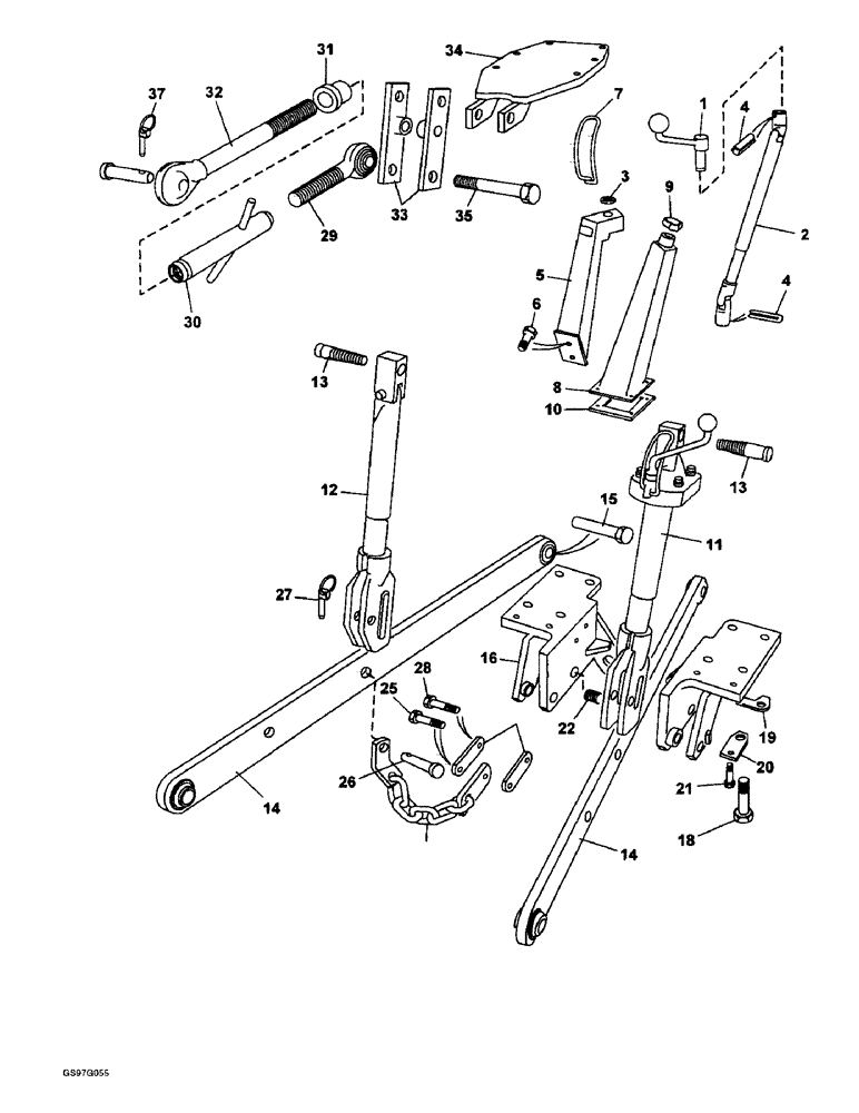 Схема запчастей Case IH 1210 - (8-40) - THREE-POINT LINKAGE, 1210Q & 1210SK 4WD TRACTOR, 1210 & 1210G 4WD TRACTORS W/ S/N 11158038 & AFTER (08) - HYDRAULICS