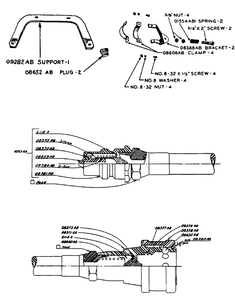 Схема запчастей Case IH DV-SERIES - (169) - HYDRAULIC SINGLE AND DUAL CONTROL UNIT, BRACKET FOR BREAK AWAY COUPLING, FOR SINGLE OR DUAL (08) - HYDRAULICS