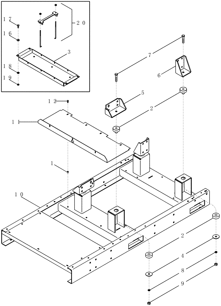 Схема запчастей Case IH PX190 - (09-03) - ENGINE MOUNT (09) - CHASSIS/ATTACHMENTS