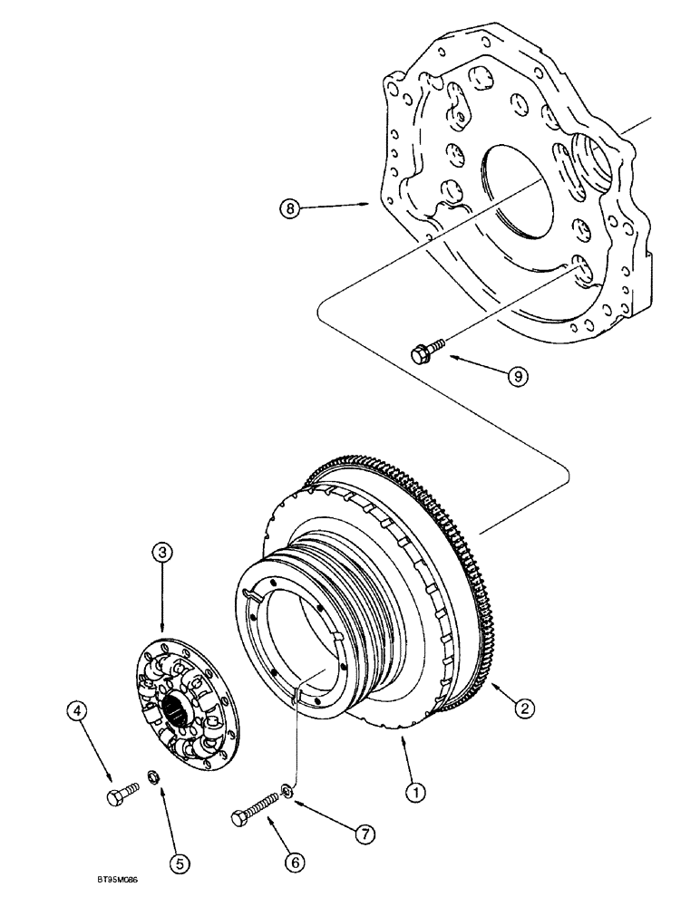 Схема запчастей Case IH 2055 - (2-44) - FLYWHEEL, 6TA-830 ENGINE (01) - ENGINE