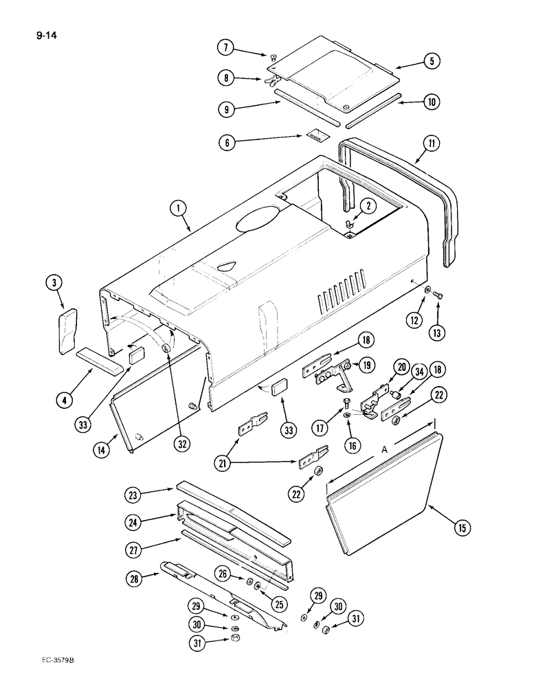 Схема запчастей Case IH 495 - (9-014) - HOOD AND SIDE PANELS, MFD TRACTOR (09) - CHASSIS/ATTACHMENTS