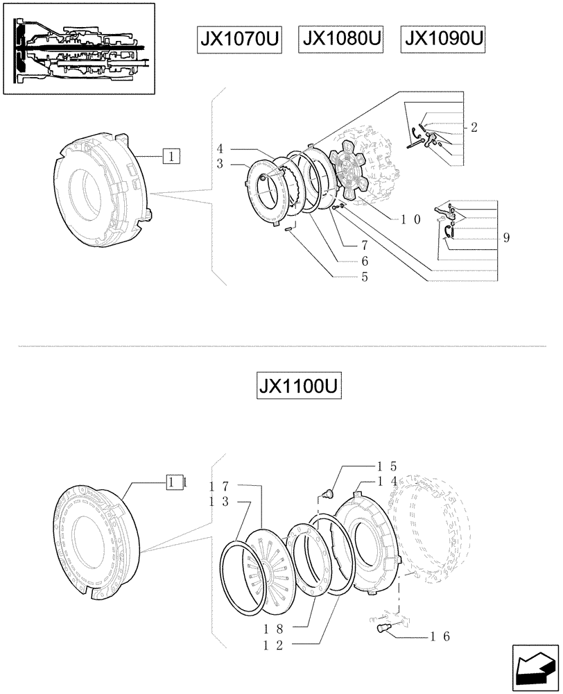 Схема запчастей Case IH JX1100U - (1.25.0/ A) - CLUTCH - PARTS (03) - TRANSMISSION