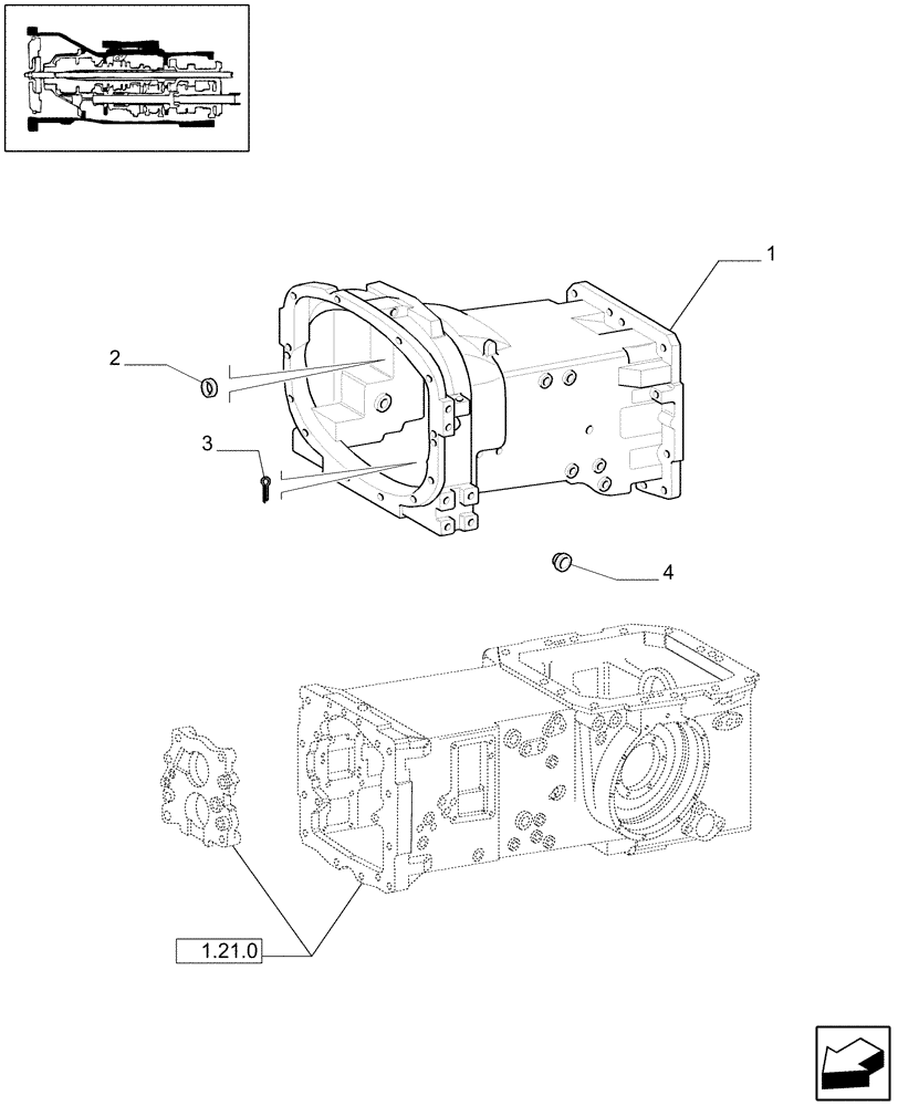 Схема запчастей Case IH JX1060C - (1.21.0/05) - (VAR.275-275/1) HI-LO 32X16 (30KM/H) P. SHUTTLE W/OIL COOLER - TRACTOR BODY (03) - TRANSMISSION