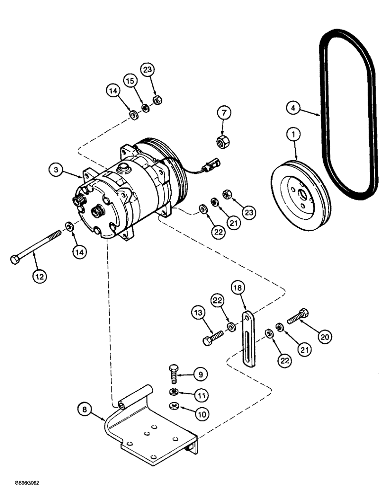 Схема запчастей Case IH 2022 - (9E-32) - COMPRESSOR MOUNTING AND PULLEY, 2022 COTTON PICKER (10) - CAB & AIR CONDITIONING