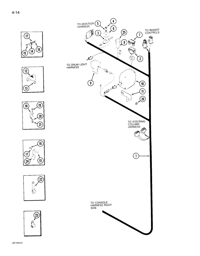 Схема запчастей Case IH 1844 - (4-14) - CONSOLE HARNESS LEFT SIDE (06) - ELECTRICAL SYSTEMS