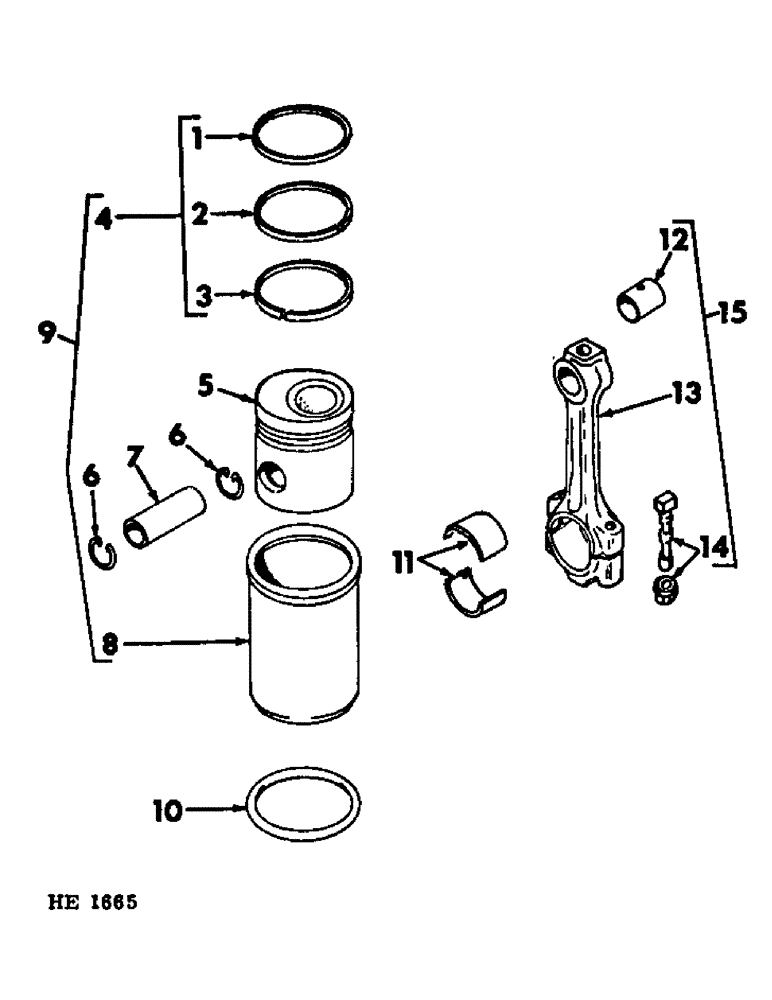 Схема запчастей Case IH 375 - (D-09) - D206 DIESEL ENGINE, CONNECTING RODS AND PISTONS, ENGINE SERIAL NUMBER DF2D020070 AND SINCE (01) - ENGINE