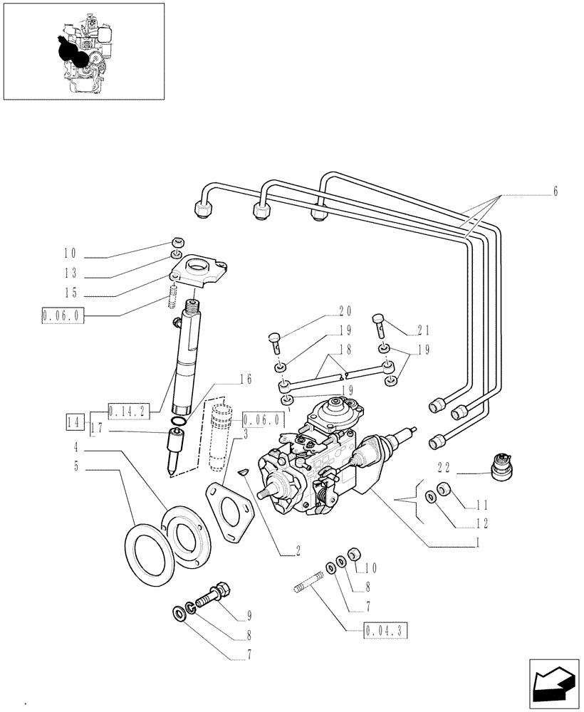 Схема запчастей Case IH JX1070N - (0.14.0/01[01]) - FUEL SYSTEM, INJECTORS & FUEL LINES (01) - ENGINE