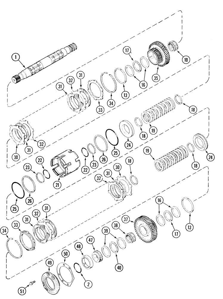 Схема запчастей Case IH MX220 - (06-09) - SPEED TRANSMISSION OUTPUT SHAFT REAR CLUTCH (06) - POWER TRAIN