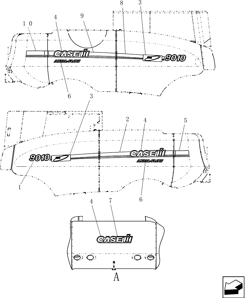 Схема запчастей Case IH 9010 - (90.108.14[03]) - DECALS, MODEL & BRAND - 9010 (90) - PLATFORM, CAB, BODYWORK AND DECALS