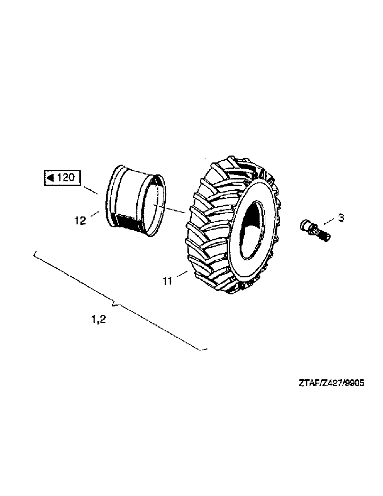 Схема запчастей Case IH 8790 - (278) - TIRES, STEERING AXLE, 480/70R24 (44) - WHEELS