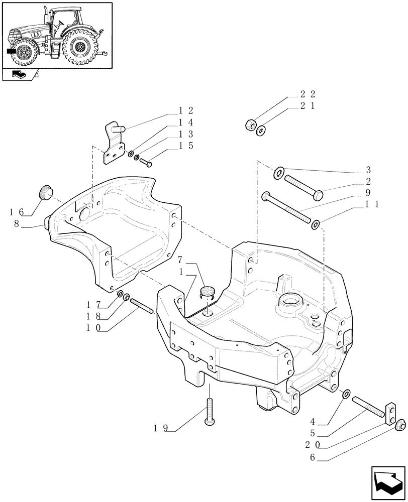 Схема запчастей Case IH PUMA 165 - (1.21.1[01]) - FRONT AXLE SUPPORT (03) - TRANSMISSION