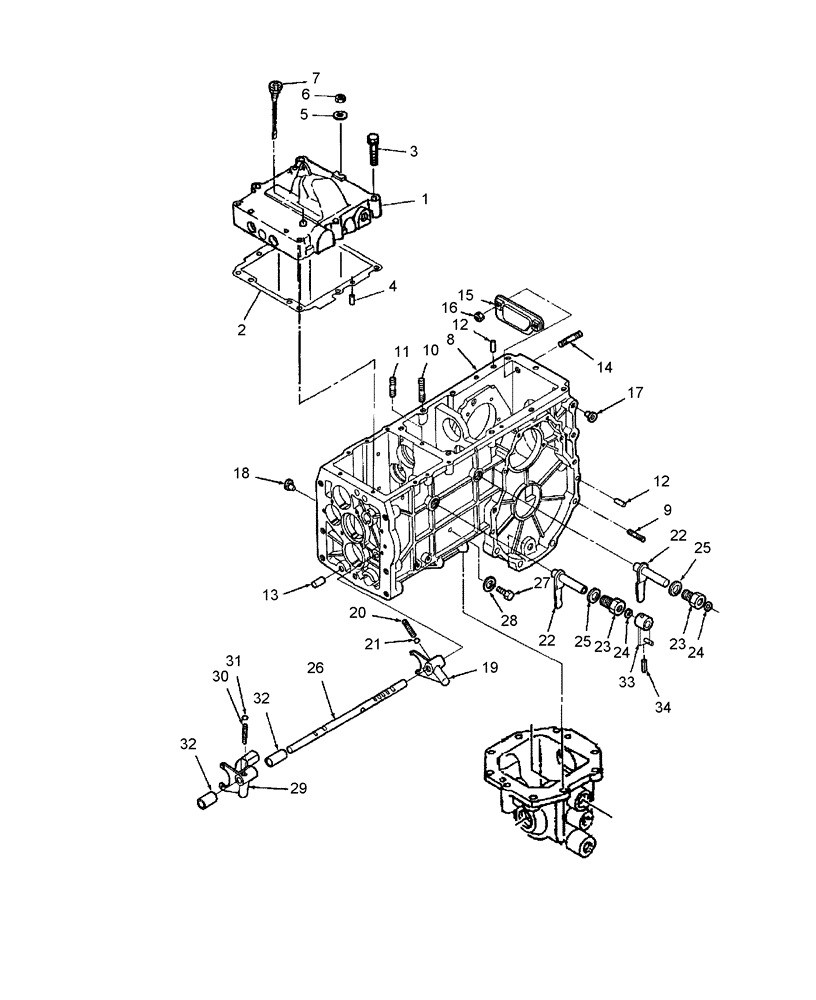 Схема запчастей Case IH DX23 - (03.06) - REAR TRANSMISSION CASE & SHIFTER - W/HST (03) - TRANSMISSION