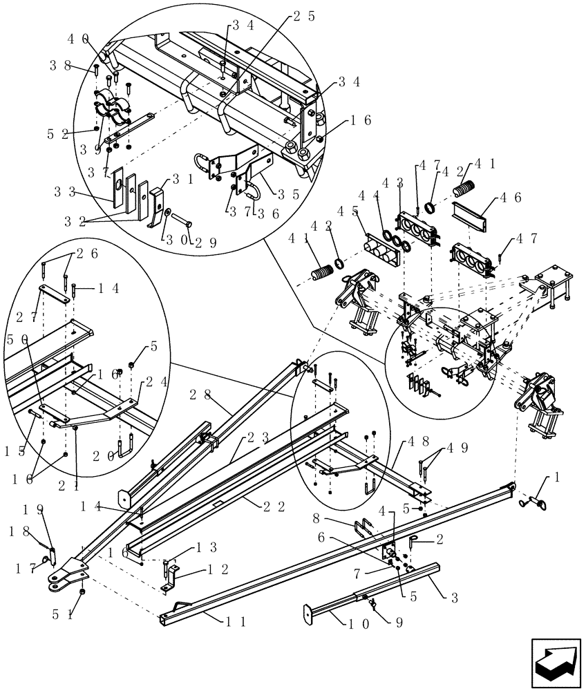 Схема запчастей Case IH 2230 - (39.110.19) - TOW BEHIND SDX, ATX AND NFX FIELD HITCH (39) - FRAMES AND BALLASTING