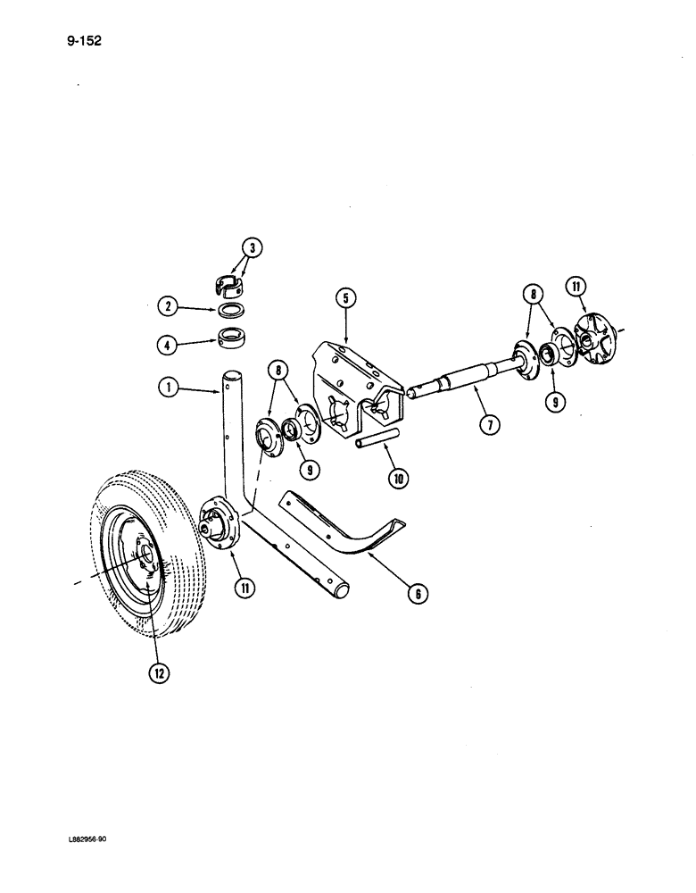 Схема запчастей Case IH 6200 - (9-152) - CASTER WHEEL AXLE, 20 X 6, 24 X 6, 28 X 6, 20 X 7, 24 X 7, 16 X 8 (09) - CHASSIS/ATTACHMENTS