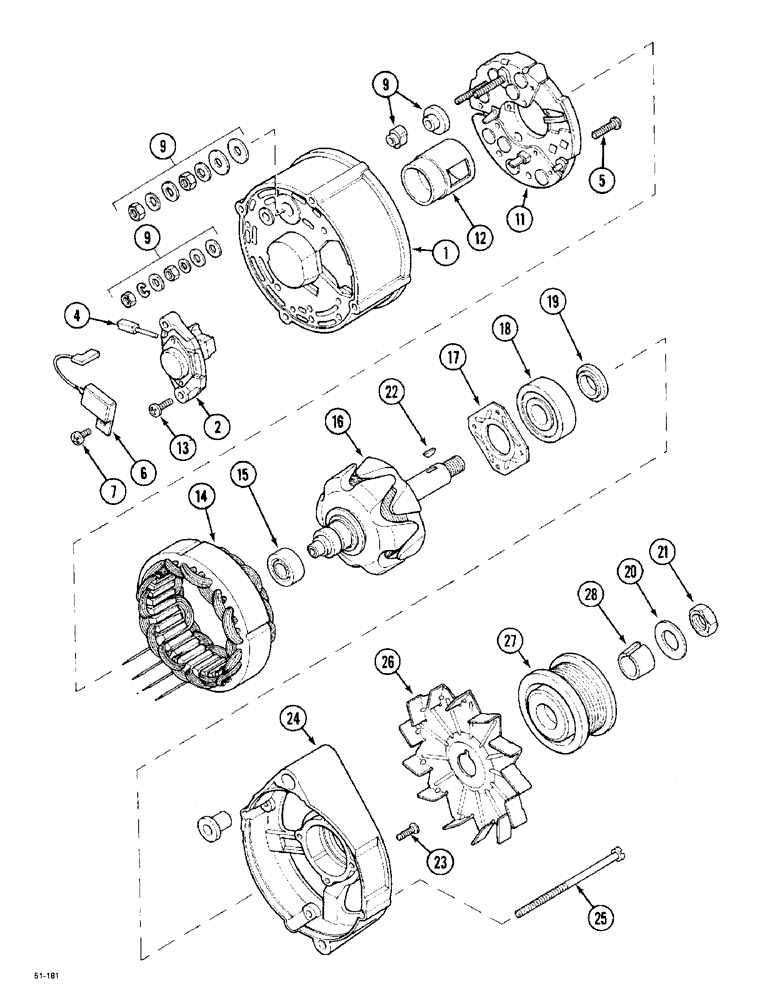 Схема запчастей Case IH 5150 - (4-68) - ALTERNATOR, BOSCH (95 AMP) (04) - ELECTRICAL SYSTEMS