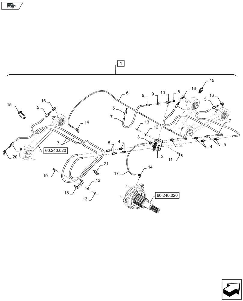 Схема запчастей Case IH LB324P - (71.460.100) - CENTRAL GREASING, PACKER ARMS (71) - LUBRICATION SYSTEM