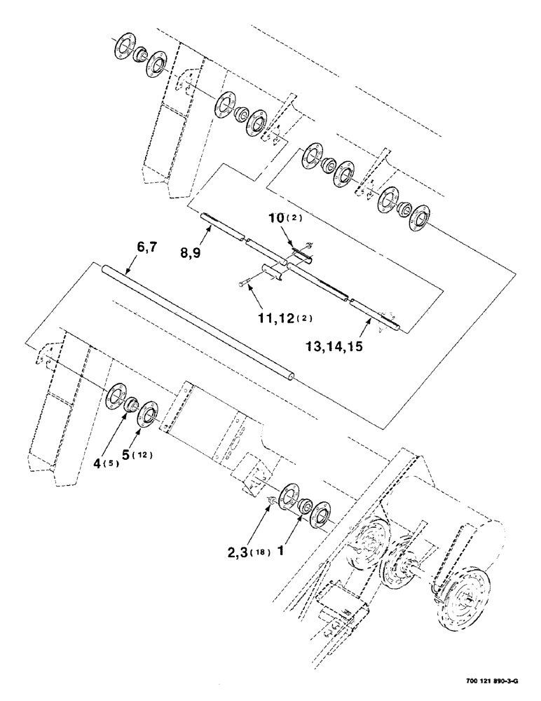 Схема запчастей Case IH 8220 - (3-06) - CROSS SHAFT ASSEMBLY, 25, 30 AND 35 FOOT ONLY (58) - ATTACHMENTS/HEADERS