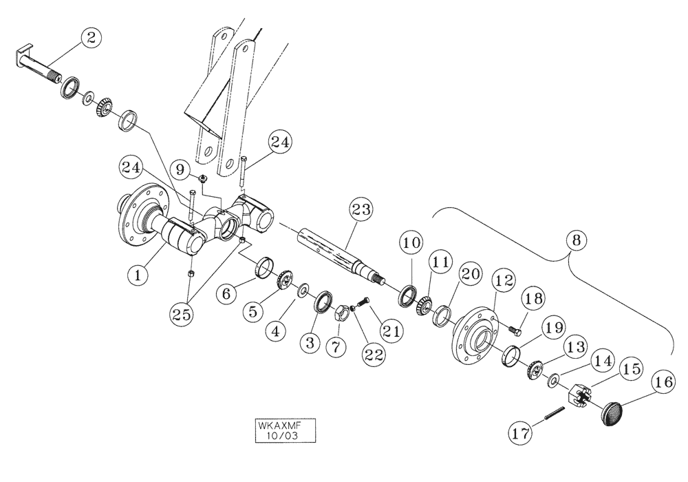 Схема запчастей Case IH TIGERMATE II - (44.100.05) - DOUBLE FOLD WALKING AXLE ASSEMBLY 48-1/2 MAINFRAME ONLY THROUGH 60-1/2 MODELS (44) - WHEELS