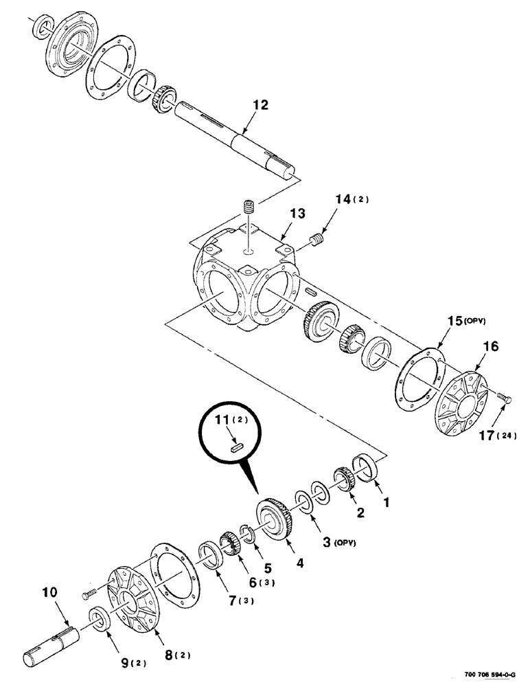 Схема запчастей Case IH 8840 - (2-26) - GEARBOX ASSEMBLY (RIGHT) (700706594 GEARBOX ASSEMBLY (58) - ATTACHMENTS/HEADERS