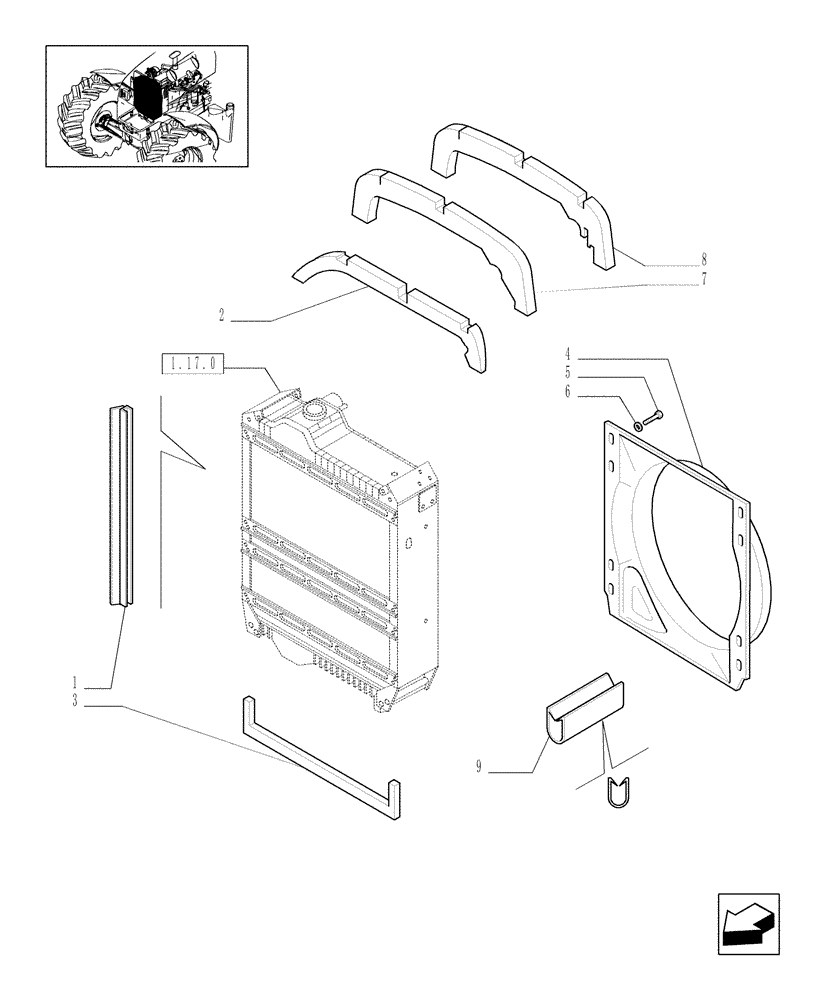 Схема запчастей Case IH MXU115 - (1.17.5) - RADIATOR DUCT AND SEALS (02) - ENGINE EQUIPMENT