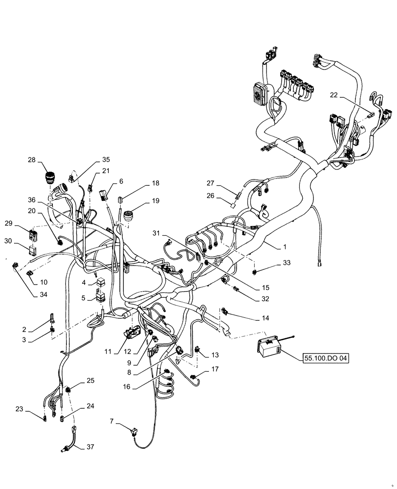 Схема запчастей Case IH MAGNUM 290 - (55.100.AC[02]) - POWERSHIFT - HARNESS, CHASSIS - BSN ZBRD09844 (55) - ELECTRICAL SYSTEMS