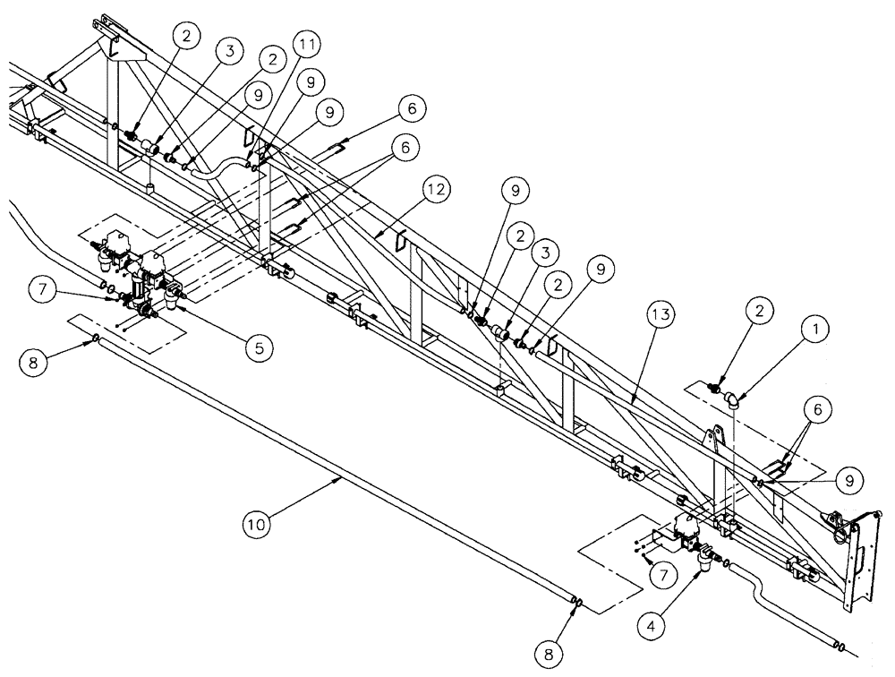 Схема запчастей Case IH SPX4410 - (09-044) - BOOM PLUMBING GROUP, 6 SEC MID Liquid Plumbing