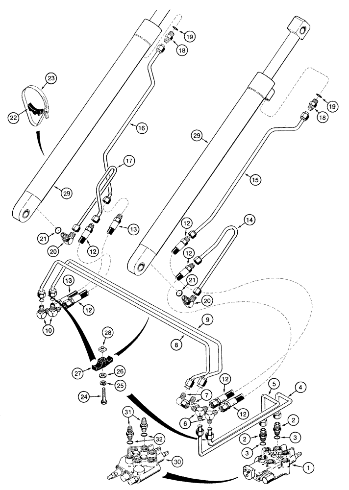 Схема запчастей Case IH 1835C - (8-02) - L0ADER LIFT HYDRAULIC CIRCUIT USED PRIOR TO P.I.N. JAF0037367 (08) - HYDRAULICS