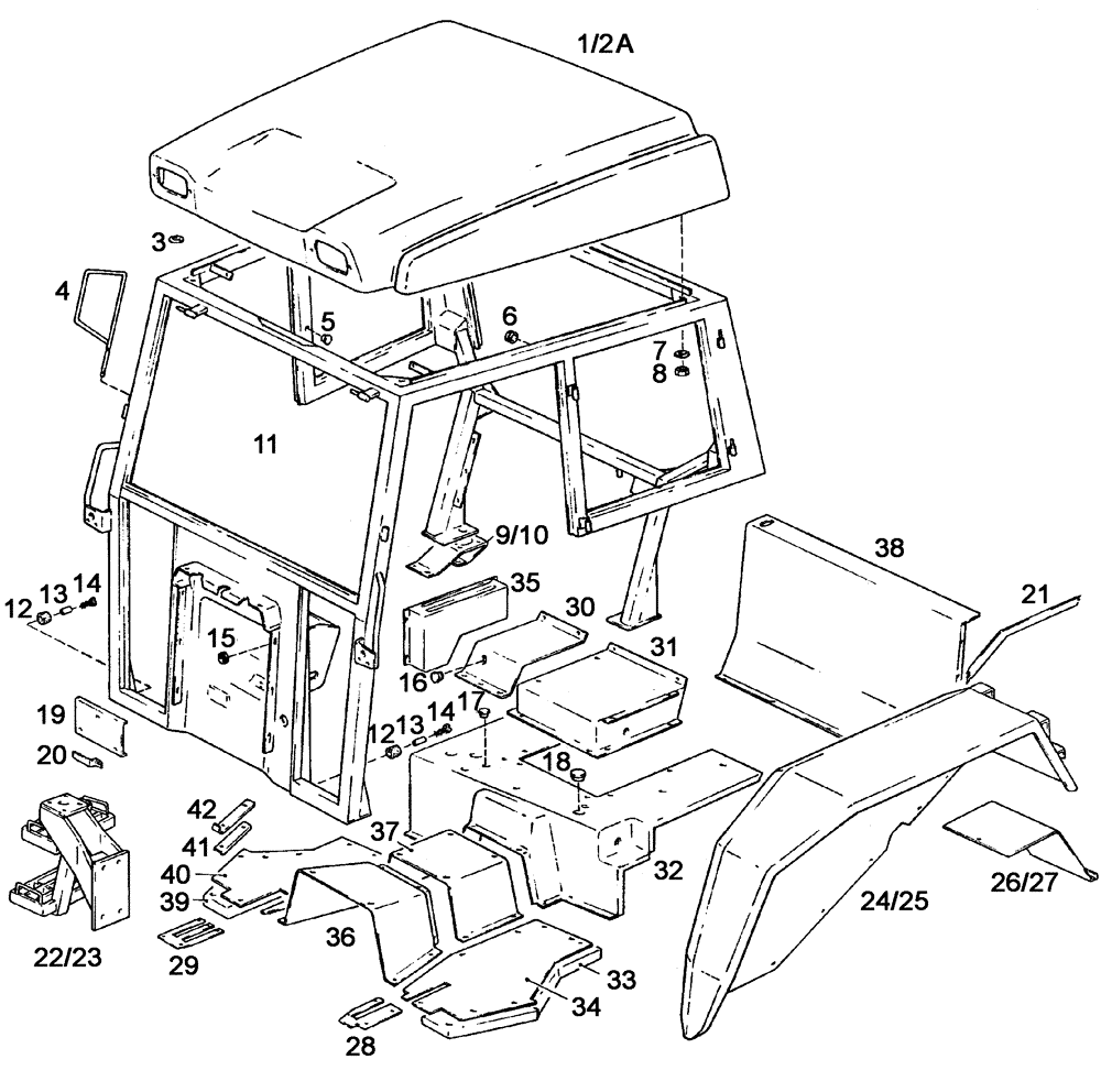 Схема запчастей Case IH C55 - (09B-01[01]) - DRIVERS SAFETY FRAME (09) - CHASSIS