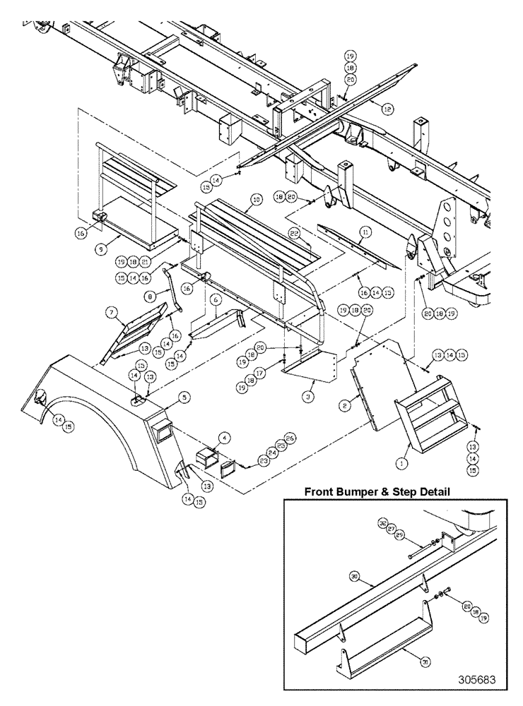 Схема запчастей Case IH 4375 - (04-010) - FRONT FENDER GROUP - CURB SIDE Frame & Suspension