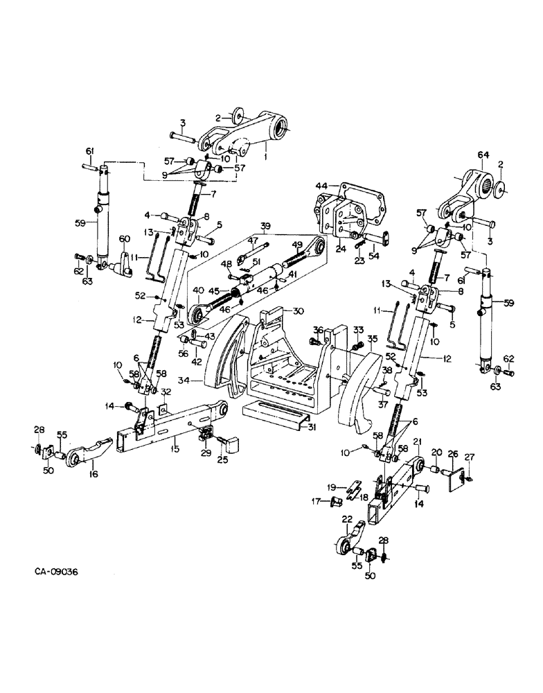 Схема запчастей Case IH 7488 - (09-02) - FRAME, THREE POINT HITCH WITH LIFT ASSIST CYLINDERS, 7488 TRACTORS (12) - FRAME