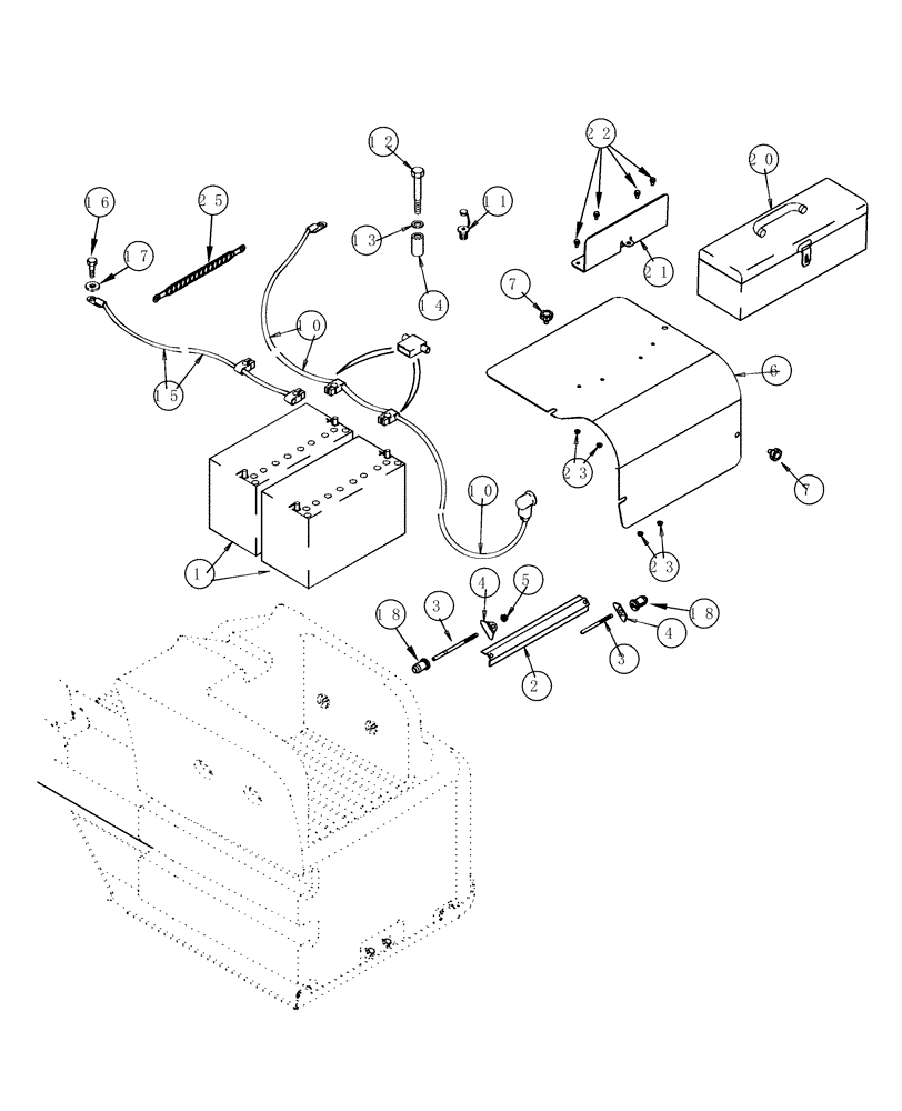 Схема запчастей Case IH MX180 - (04-18) - BATTERY, BATTERY BOX AND CABLES (04) - ELECTRICAL SYSTEMS