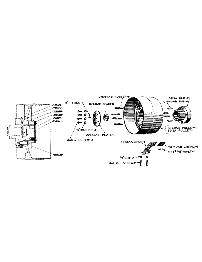 Схема запчастей Case IH DV-SERIES - (058) - RESILIENT BELT PULLEY, D, DC, DH, DO, DV (06) - POWER TRAIN