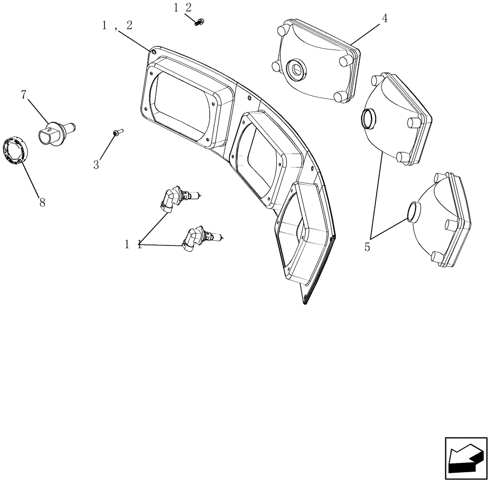 Схема запчастей Case IH 2588 - (55.404.03) - LAMP ASSY - DRIVE AND FLOOD - HALOGEN (IF EQUIPPED) (55) - ELECTRICAL SYSTEMS