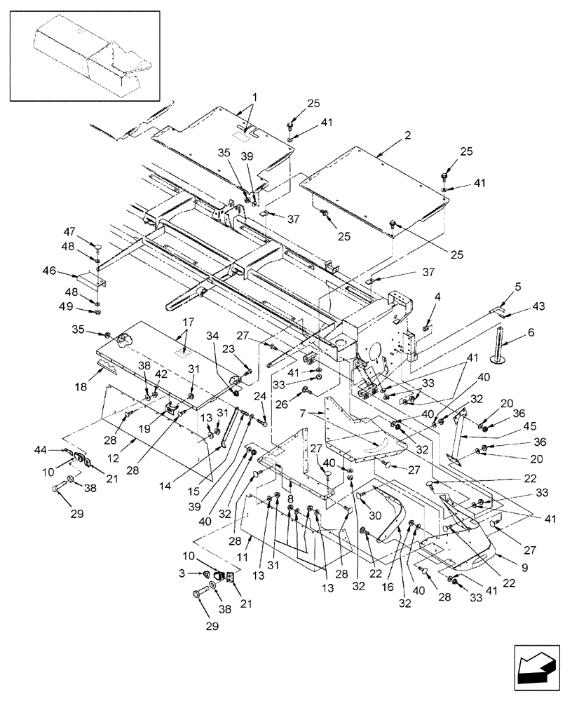 Схема запчастей Case IH RDX181 - (20.08.01[01]) - SHIELDING, LEFT SIDE, BPIN Y7B667799 (08) - SHEET METAL