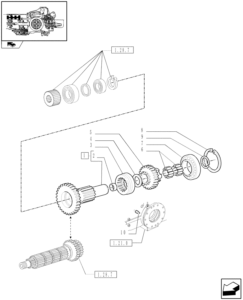 Схема запчастей Case IH FARMALL 95U - (1.32.1[01]) - CENTRAL REDUCTION - MEDIUM RANGE GEARS (03) - TRANSMISSION